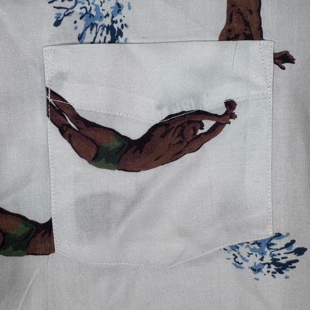Todd Snyder Camp Shirt Mens XL White Loop Collar Diver Tencel Pocket Untucked - Picture 4 of 11
